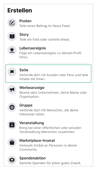facebookseite erstellen menue facebookseite erstellen menue